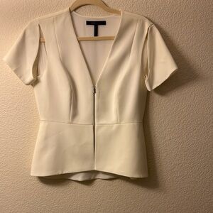 BCBGMaxAzria Elegant Cream Short Sleeve Women's Top